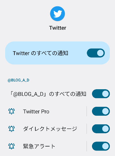 アプリごとの通知画面の画像